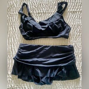 Lauren Ralph Lauren Black Ruffled Bikini Set